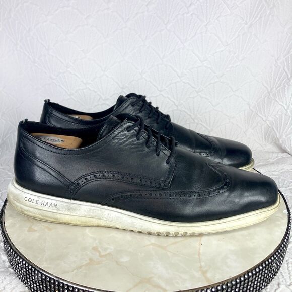 Cole Haan Shoes Mens Size 13 Black Leather Original Grand Ultra Wingtip Oxfords - Picture 1 of 12